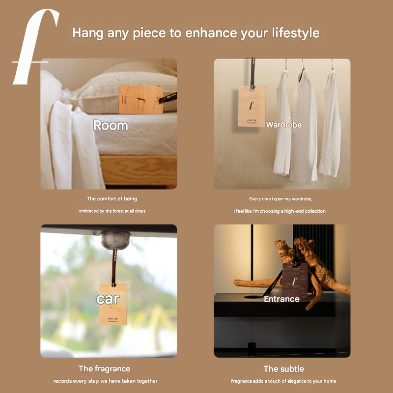 Promotional graphic for a product that can be hung in various locations to enhance lifestyle, with text and images of different uses.