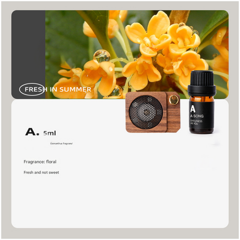 Aromatherapy product with a wooden diffuser and floral background