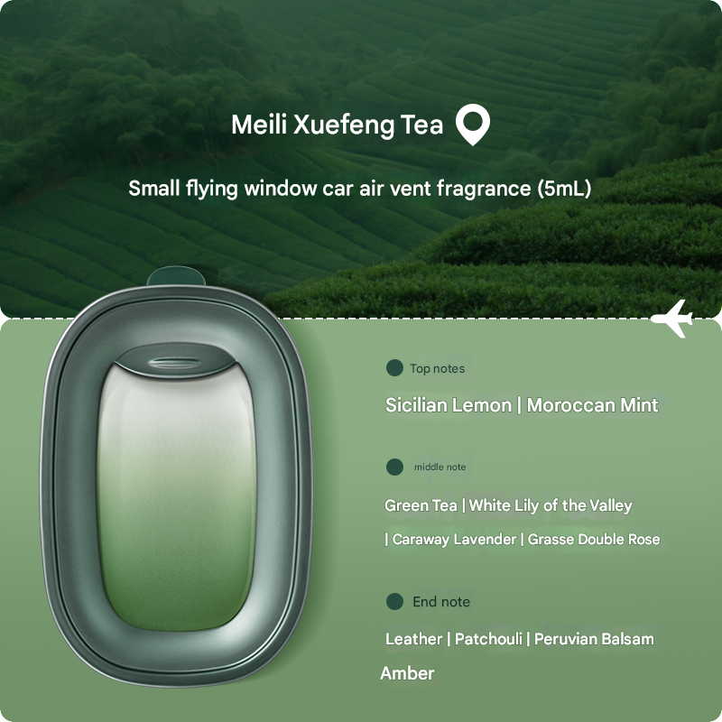 Car air vent fragrance with tea theme and scenic background