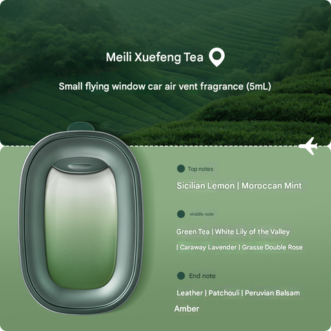 Car air vent fragrance with tea theme and scenic background
